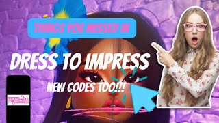 THINGS YOU MISSED IN DRESS IMPRESS😱 NEW CODES [upl. by Erde]