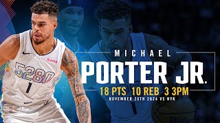 Michael Porter Jr Second Straight DoubleDouble vs Knicks  Full Game Highlights 112524 [upl. by Aidne806]