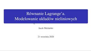 Układy nieliniowe szereg Taylora Równanie Lagrangea wstęp [upl. by Nahtaj]