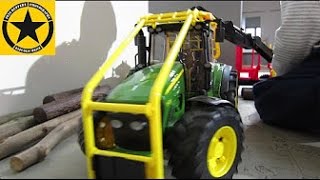 BRUDER John Deere Tractor for KIDS  TimberTrailer played by Jack 3 [upl. by Narrat]