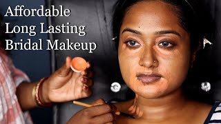 Affordable Long Lasting Bridal Makeup Best Bridal Makeup Tutorial For DuskyCut Crease eye makeup [upl. by Hemetaf]