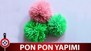 Ponpon Yapımı  Pompom veya Ponpon Nasıl Yapılır [upl. by Erlewine]