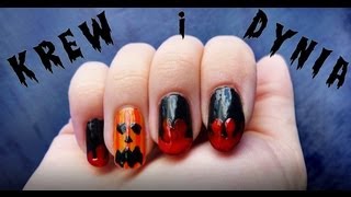 ♦ Wzorki na paznokcie na Halloween  krew i dynia ♦ [upl. by Aciemaj]