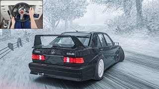 Mercedes Benz 190e SNOW DRIFTING  Assetto Corsa Steering Wheel  Shifter Gameplay [upl. by Dyke]