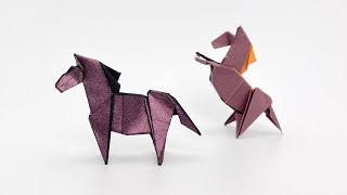 Origami Ferghana Horse 🐎  How to make a handsome and realistic Ferghana horse [upl. by Wilber]