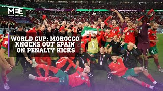 World Cup Morocco knocks out Spain on penalty kicks to advance to quarterfinals [upl. by Seiden17]