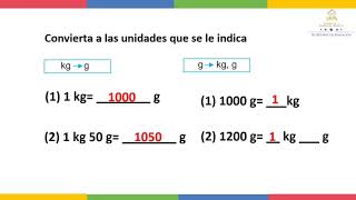 Conversión de Kilogramos a gramos y viceversa  Tercer Grado  Matemáticas [upl. by Lindahl]