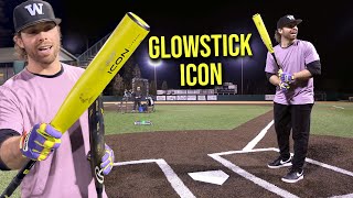 Hitting with the GLOWSTICK Rawlings Icon  BBCOR Baseball Bat Review [upl. by Anaej]