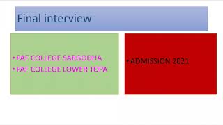 FINAL INTERVIEW PAF COLLEGE SARGODHA PAF COLLEGE LOWER TOPA [upl. by Shina639]