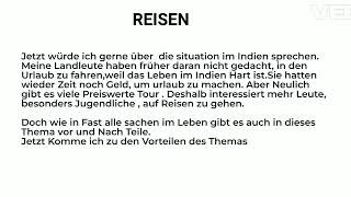 B1 Sprechen Teil 2  Reisen  Deutsch B1 Sprechen Teil 2 Thema [upl. by Ahsinna]