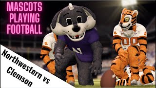 Mascots Playing Football  Northwestern vs Clemson [upl. by Tansy]