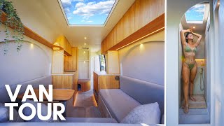 VAN TOUR  DIY Luxury Stealth Camper Van Build After 4 years of Full Time VANLIFE Unique Layout [upl. by Daniella]