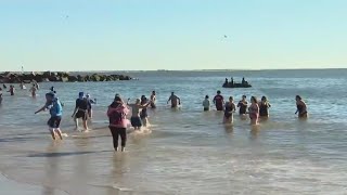 Thousands hit the beach for Coney Island Polar Bear plunge [upl. by Duaner]