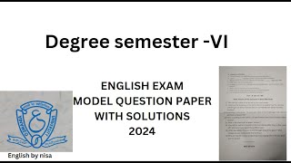 Semester 6th English model paper with solutions 2024  Osmania University [upl. by Yekcor]