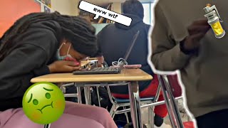 FART SPRAY PRANK IN CLASS🤢 teacher got mad [upl. by Hadnama]