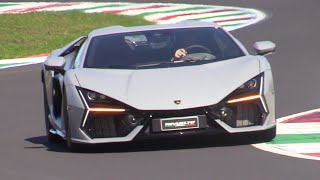 Lamborghini Revuelto amp Huracan STO Pure Sounds in Action at Monza Circuit [upl. by Cohdwell]