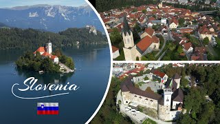 Slovenia Drone flight Bled Ljubljana Novo Mesto [upl. by Lleinnad]