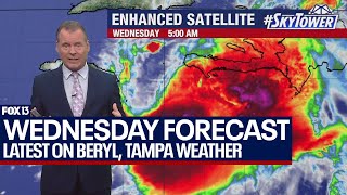 Tampa weather  Bay Area rain chances Beryl latest [upl. by Ennahteb266]