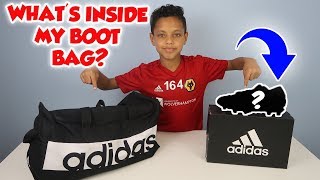 WHATS INSIDE MY BOOT BAG AND AN EPIC FOOTBALL BOOTS UNBOXING [upl. by Willing560]