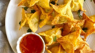 CRAB RANGOON Crispy Recipe Crab and Cream Cheese Filled Wontons Flaky Savory and Delicious [upl. by Winters674]