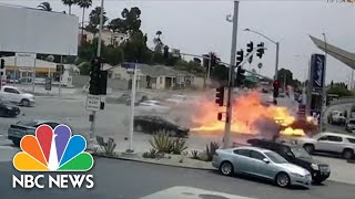 Dramatic Video Fiery Los Angeles Car Crash Kills Five Injures Seven [upl. by Earesed253]