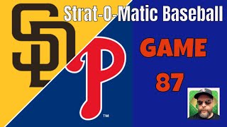 StratOMatic Baseball 2020 Padres 5531 vs Phillies 3056 GAME 87 [upl. by Aihsaei]