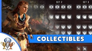 Horizon Zero Dawn Collectibles Map  Vantage Datapoints Vessels Metal Flowers amp Banuk Figures [upl. by Nilauqcaj]