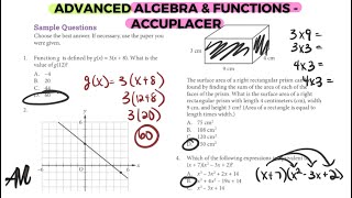 ACCUPLACER 2023 ADVANCED ALGEBRA amp FUNCTIONS  PART 1 [upl. by Wamsley]