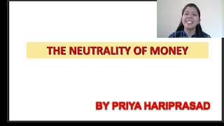 MONEY NEUTRALITY NEUTRALITY OF MONEY [upl. by Legin]