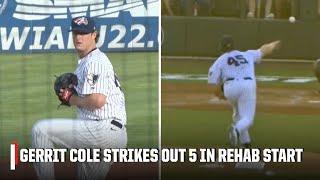 Gerrit Cole punches out 5 batters in first rehab start 💪  ESPN MLB [upl. by Hobard]