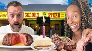 Brits Try Las Vegas Oldest Steakhouse The Golden Steer [upl. by Jillana740]