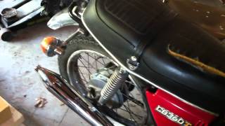 Commando style peashooter mufflers on Honda CB360 [upl. by Reina]