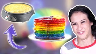 REGENBOOG PANNENKOEKEN MAKEN met dit GEKKE APPARAAT [upl. by Odlanyer]