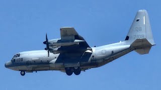 Lockheed Martin KC130J Hercules landing at Meadows Field [upl. by Berger]