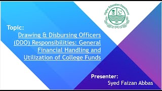 Drawing amp Disbursing Officers DDO Responsibilities Utilization of College Funds [upl. by Akkina]