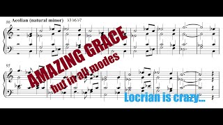 Amazing Grace in all 7 diatonic modes fun with music theory  sheet music [upl. by Galven311]