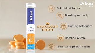 Dr Trust USA 1000 mg Vitamin C Amla Zinc Tablets Effervescent Sugar free 20 tablets [upl. by Legge]