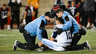 ExNFL quarterback Chad Kelly suffers gruesome leg injury teammates cant look at in CFL playoffs [upl. by Joette]