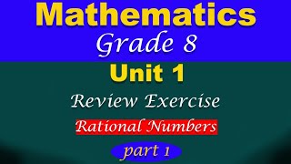 Grade 8 mathematics unit 1 review exercise solution [upl. by Airamalegna]