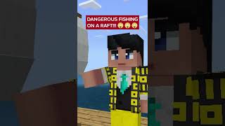 Can you survive a dangerous fishing on a raft in Minecraft 🦈💥 [upl. by Nicolette]