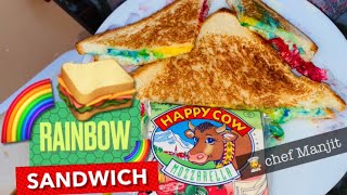 Rainbow cheese sandwich recipe  emmental cheese sandwich recipe  happy cow cheese recipe [upl. by Nede]