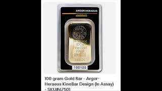 100 gram Gold Bar  ArgorHeraeus KineBar Design In Assay  SKU67501 [upl. by Charity266]