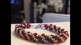 How to Make a Twisted Tubular Herringbone Bicone Bracelet [upl. by Renae]