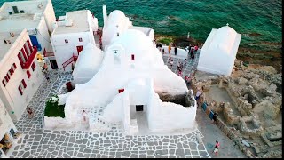 Parapotiani church Mykonos drone 4k [upl. by Jehiel257]