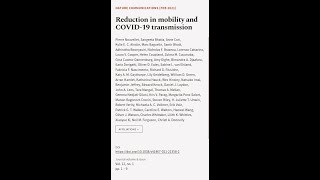 Reduction in mobility and COVID19 transmission  RTCLTV [upl. by Poppo]