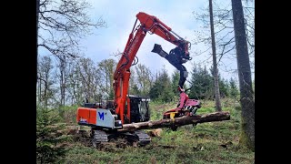 🌲CamView Hitachi ZX 210 LC6 • Kettenharvester • Woody H61 • Bagger  Excavator • Big Trees 🌲 [upl. by Llehcim]