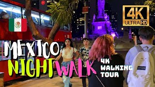 🇲🇽 Mexico City 4K Walking Tour  Night Walk Reforma Roma Norte 4K HDR  60fps [upl. by Ynos]