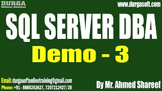 SQL SERVER DBA tutorials  Demo  3  by Mr Ahmed Shareef On 18102024 8PM IST [upl. by Starlene]