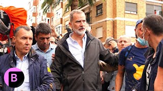 Spains King Felipe Surrounded by Angry Crowds in Flooded Town [upl. by Campney847]