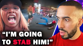 Claressa Shields gets DROPPED then pulls KNIFE on Male Boxer [upl. by Aliak]